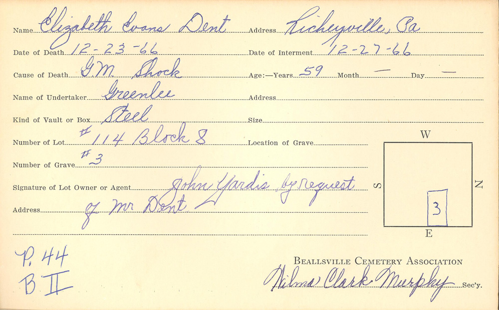 burial card